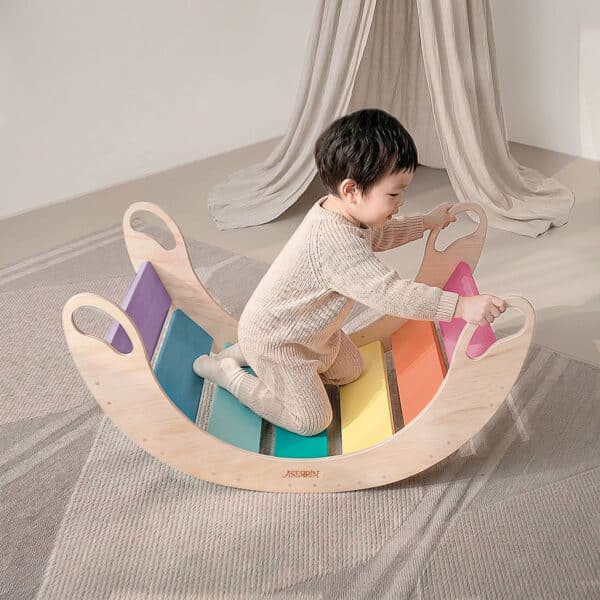 Balancín Waldorf 3.0 de madera artesanal Montessori – Circuito – Aserrín Perú