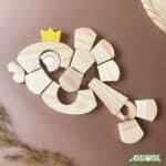 Bloque leoncito – material Montessori de madera artesanal