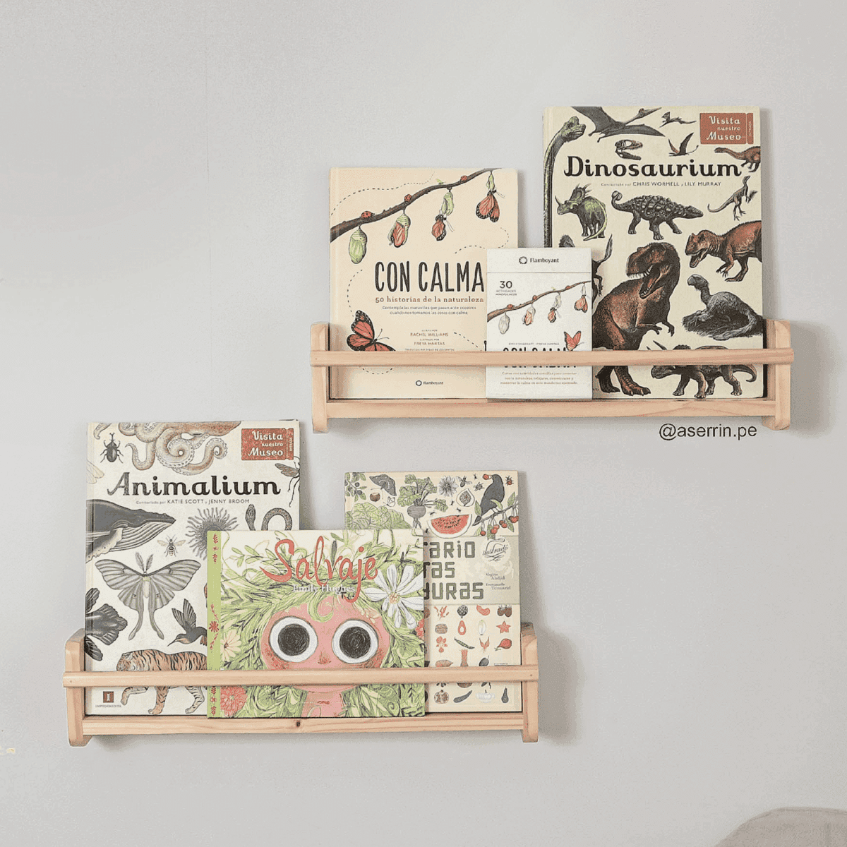 Libreros boleados de madera artesanal – Aserrín Perú