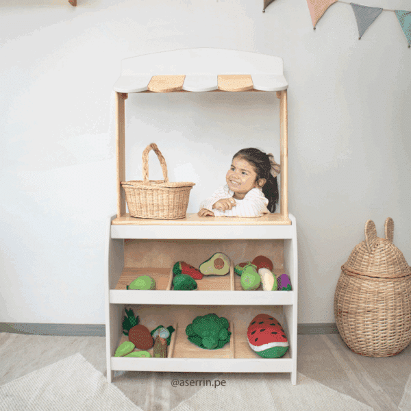 Tiendita blanco – material Montessori de madera artesanal