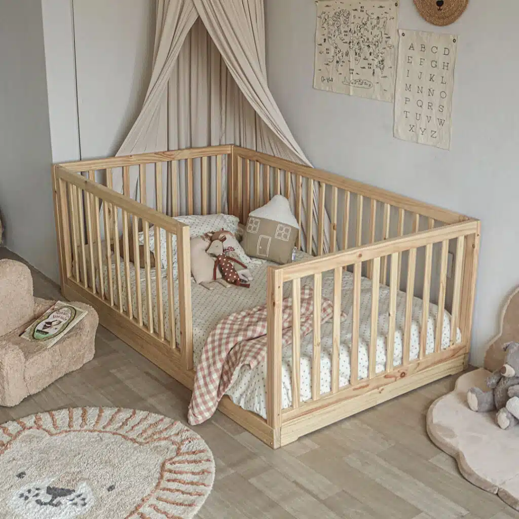 Cama Evolutiva Madrid Recta de madera artesanal – Aserrín Perú